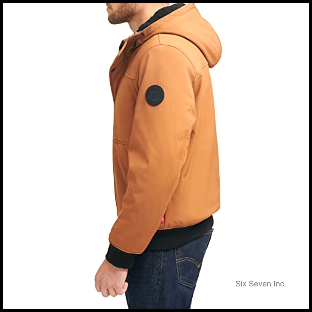 Sherpa Lined Bomber Jacket Soft Shell Hooded Perf… - image 6